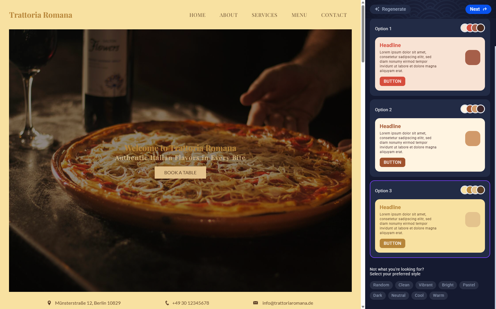 sitejet ai website generator main page
